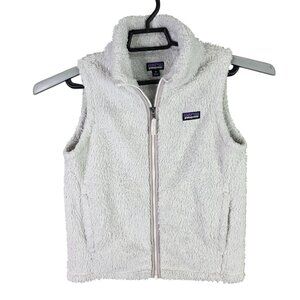 Womens Patagonia Los Gatos White Fleece Vest Jacket Full Zip Polyester Size XL
